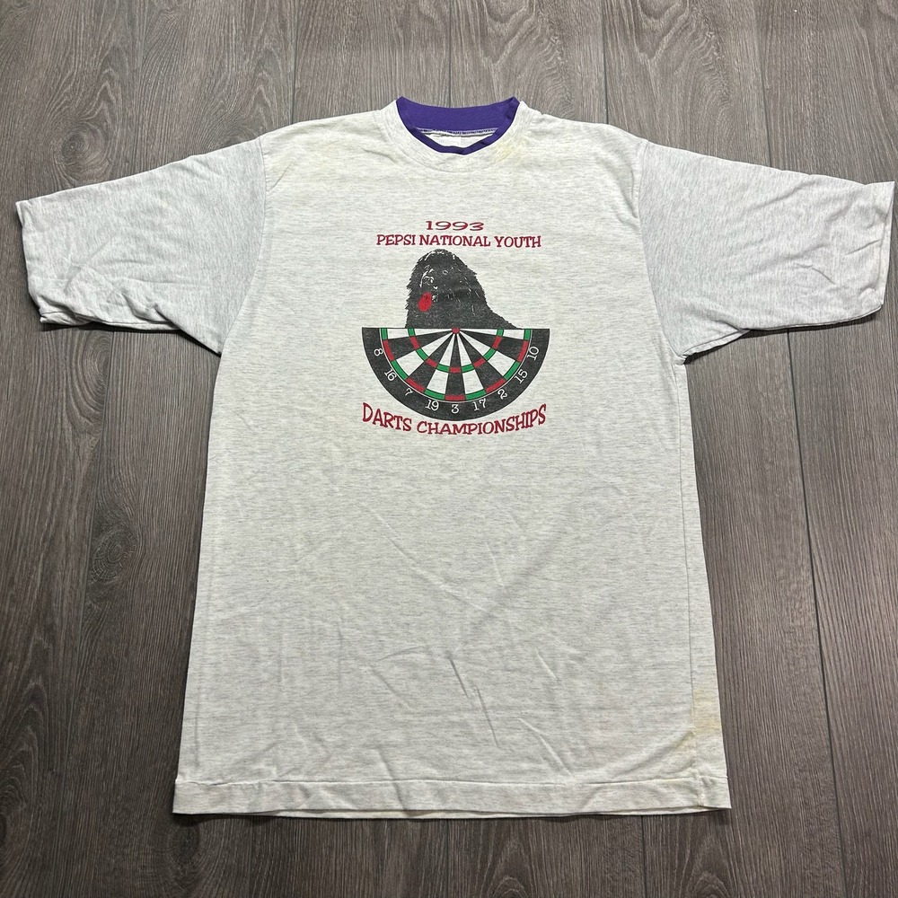 Vintage 1993 Pepsi National Youth Darts Championships T-Shirt XL Jerico Grey